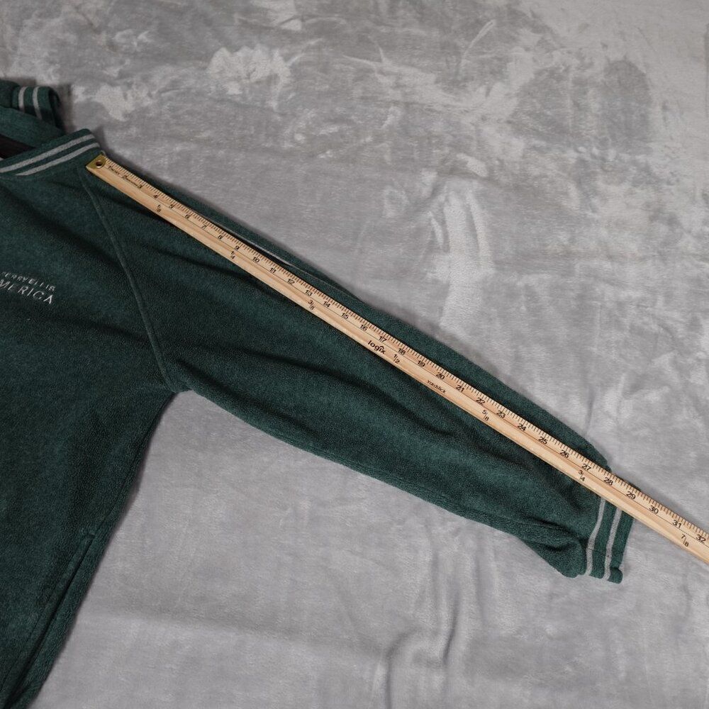Vintage Perry Ellis America Active Fleece Full Zip Bomber Jacket Mens 2XL Green - Picture 11 of 11